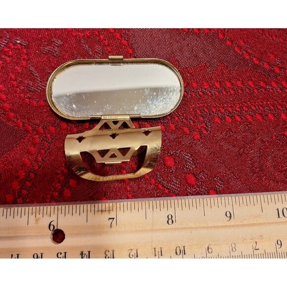 Vintage Stratton Lipstick Tube Holder Foral Rose Design Mirror - Picture 3 of 4